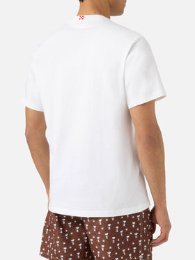 Camiseta Portofino blanca con bordado Coffee Habitué | Edición especial 