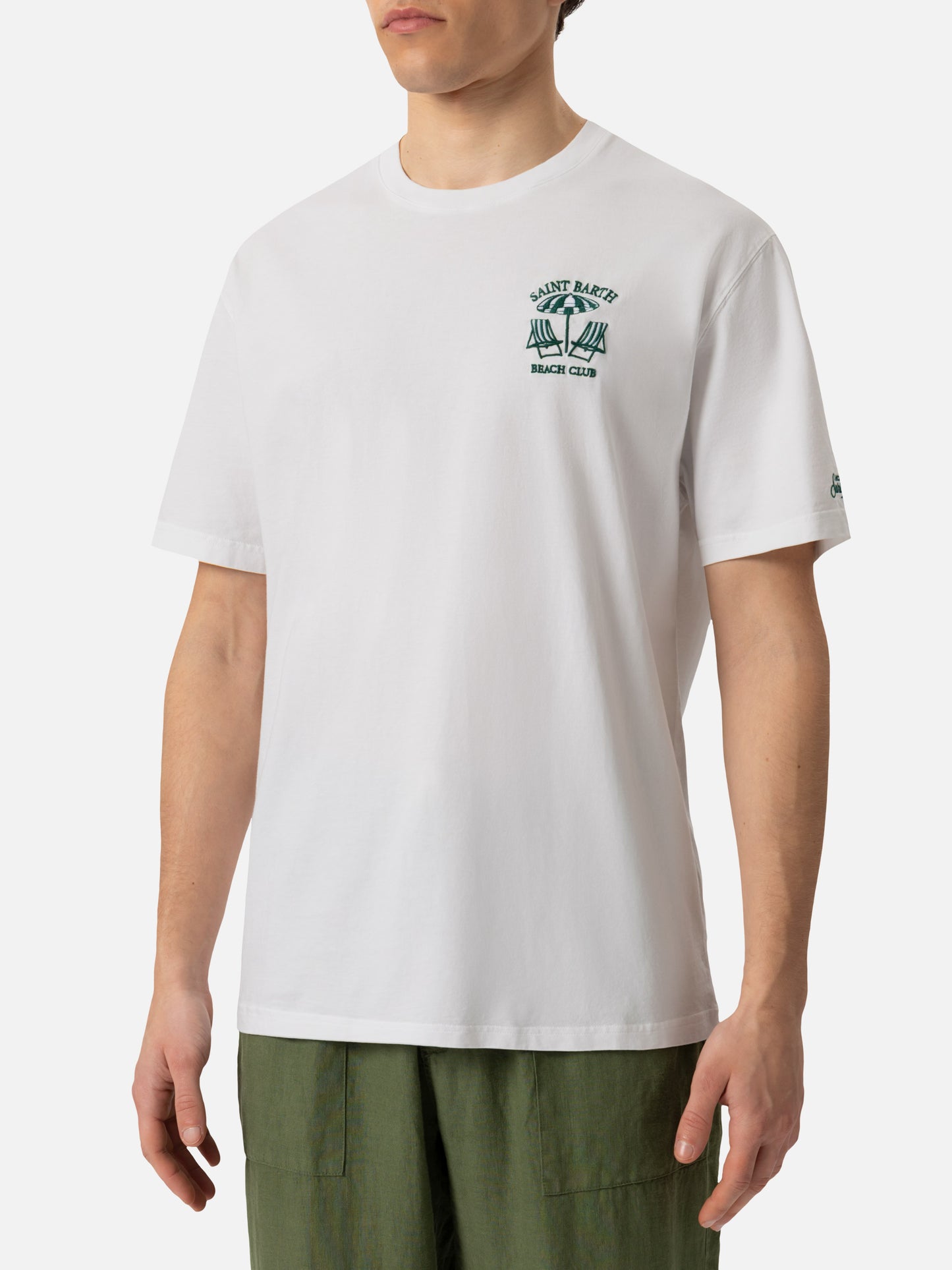 Classic fit cotton jersey t-shirt Portofino with Saint Barth beach club embroidery - MC2 Saint Barth