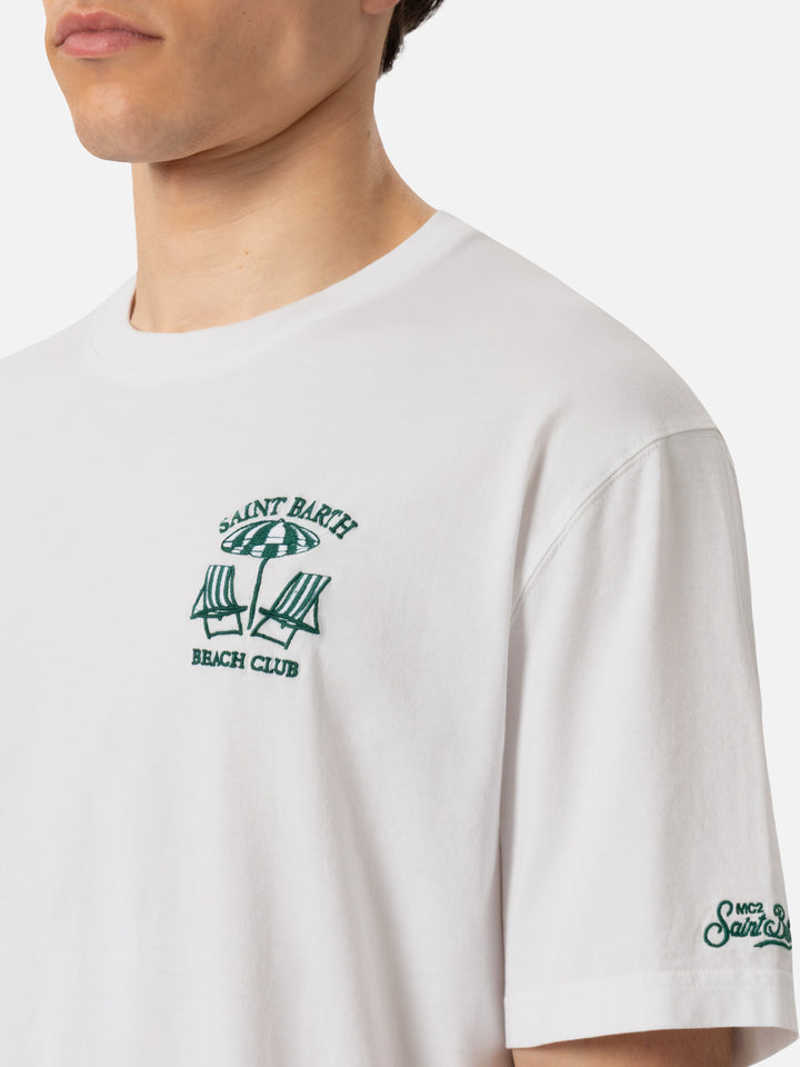 Classic fit cotton jersey t-shirt Portofino with Saint Barth beach club embroidery - MC2 Saint Barth