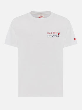 Classic fit cotton jersey t-shirt Portofino with Drink WINE feeling FINE embroidery - MC2 Saint Barth
