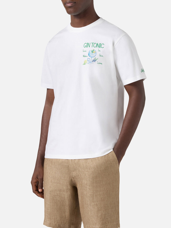 White Portofino T-shirt with Gin Tonic embroidery