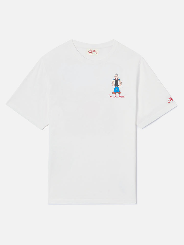 White Portofino T-shirt with I'm The Boss embroidery | Special Edition