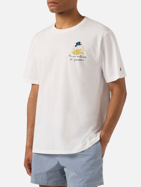 Camiseta blanca Portofino con bordado Ho Un Milione Di Pensieri | Edición Especial 