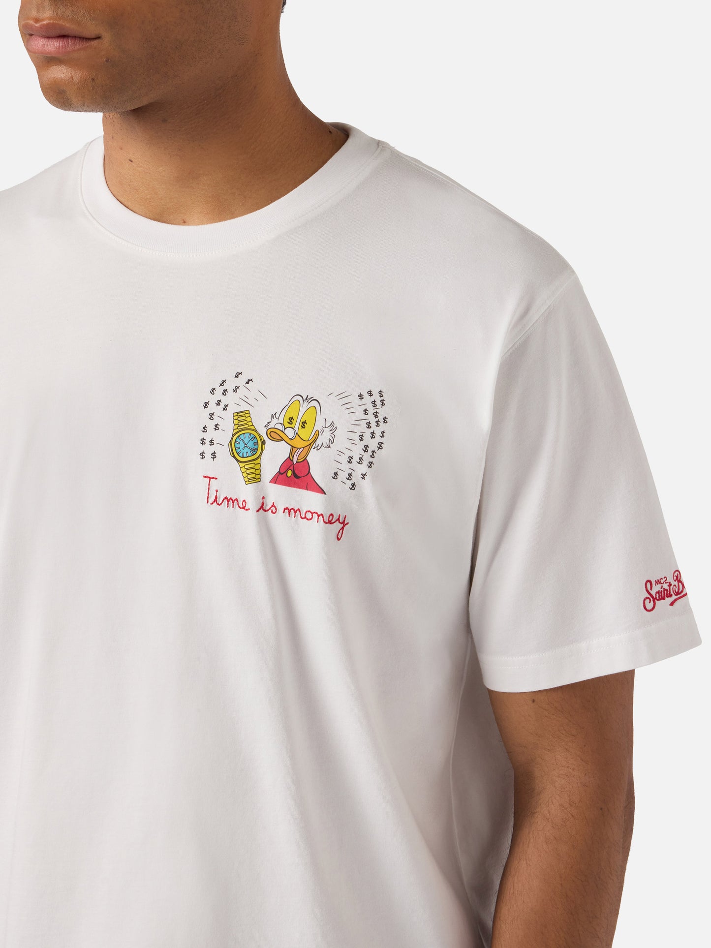 White Portofino t-shirt with Time Is Money! embroidery | Special Edition