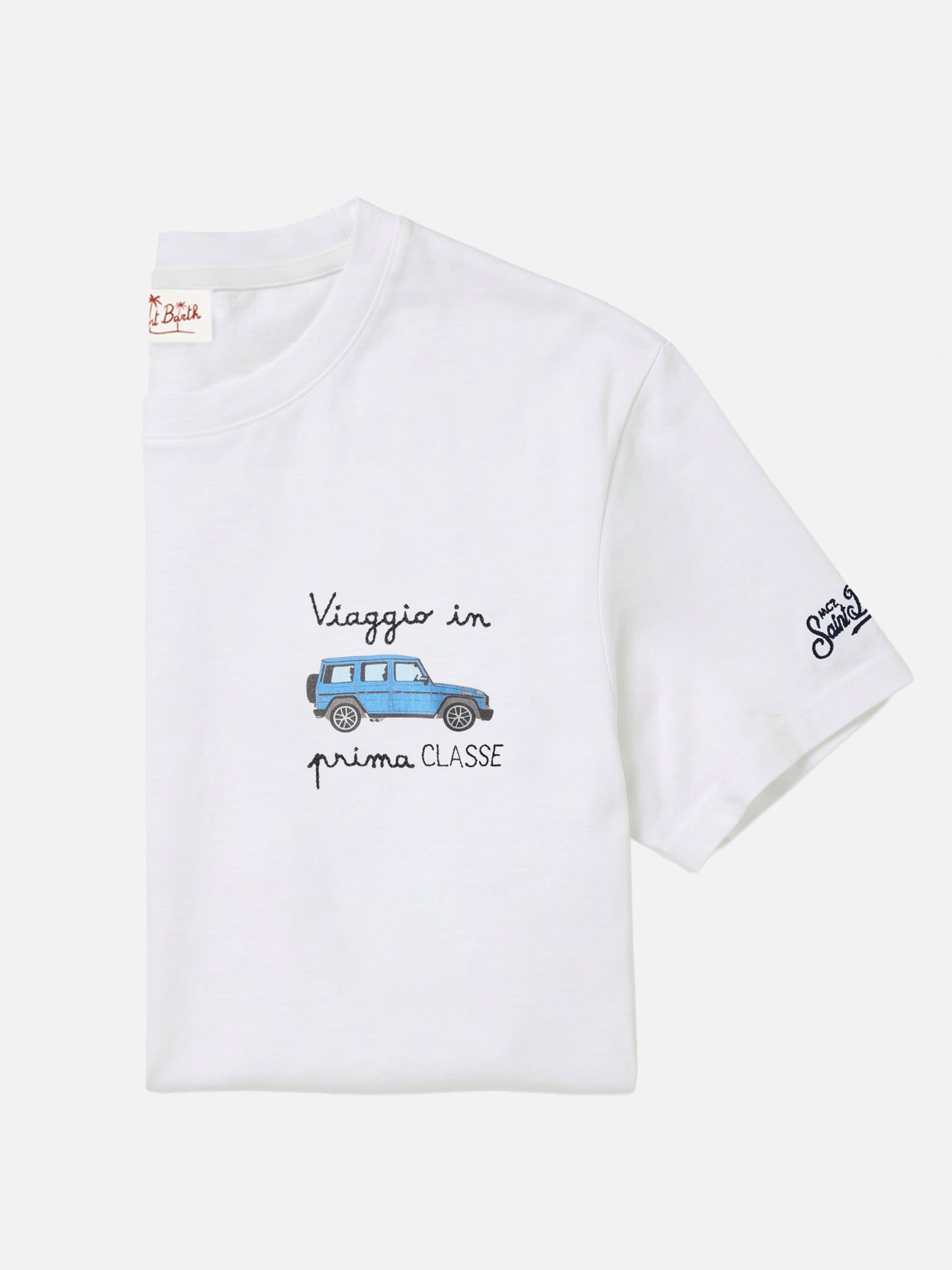 White Portofino T-shirt with Viaggio In Prima Classe embroidery
