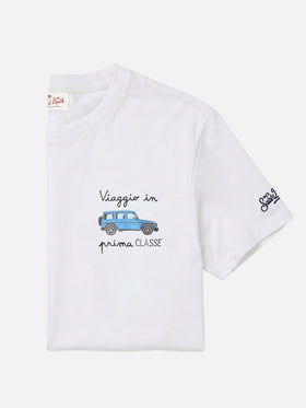White Portofino T-shirt with Viaggio In Prima Classe embroidery