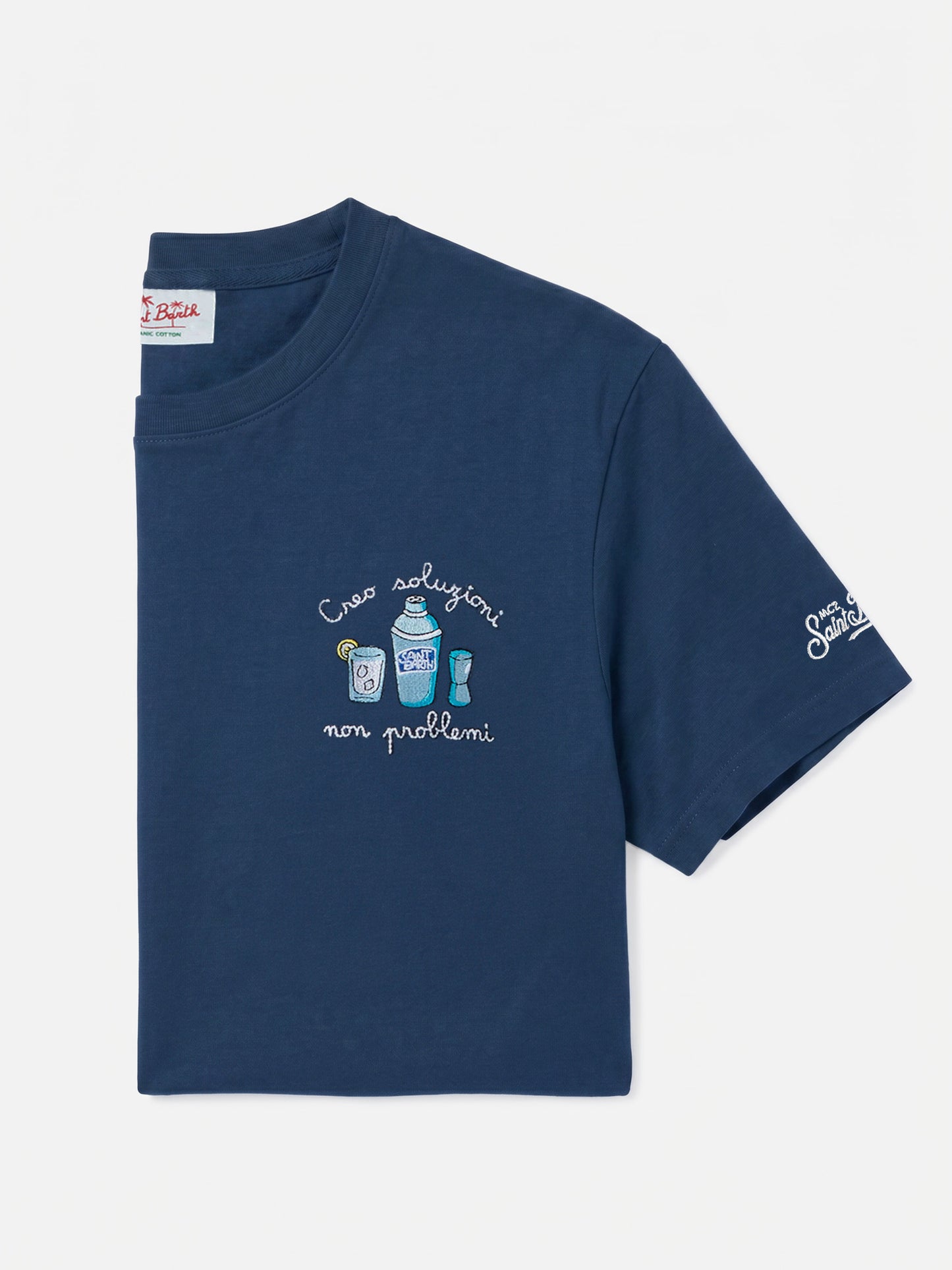 Blue Portofino T-shirt with Creo Soluzioni Non Problemi embroidery