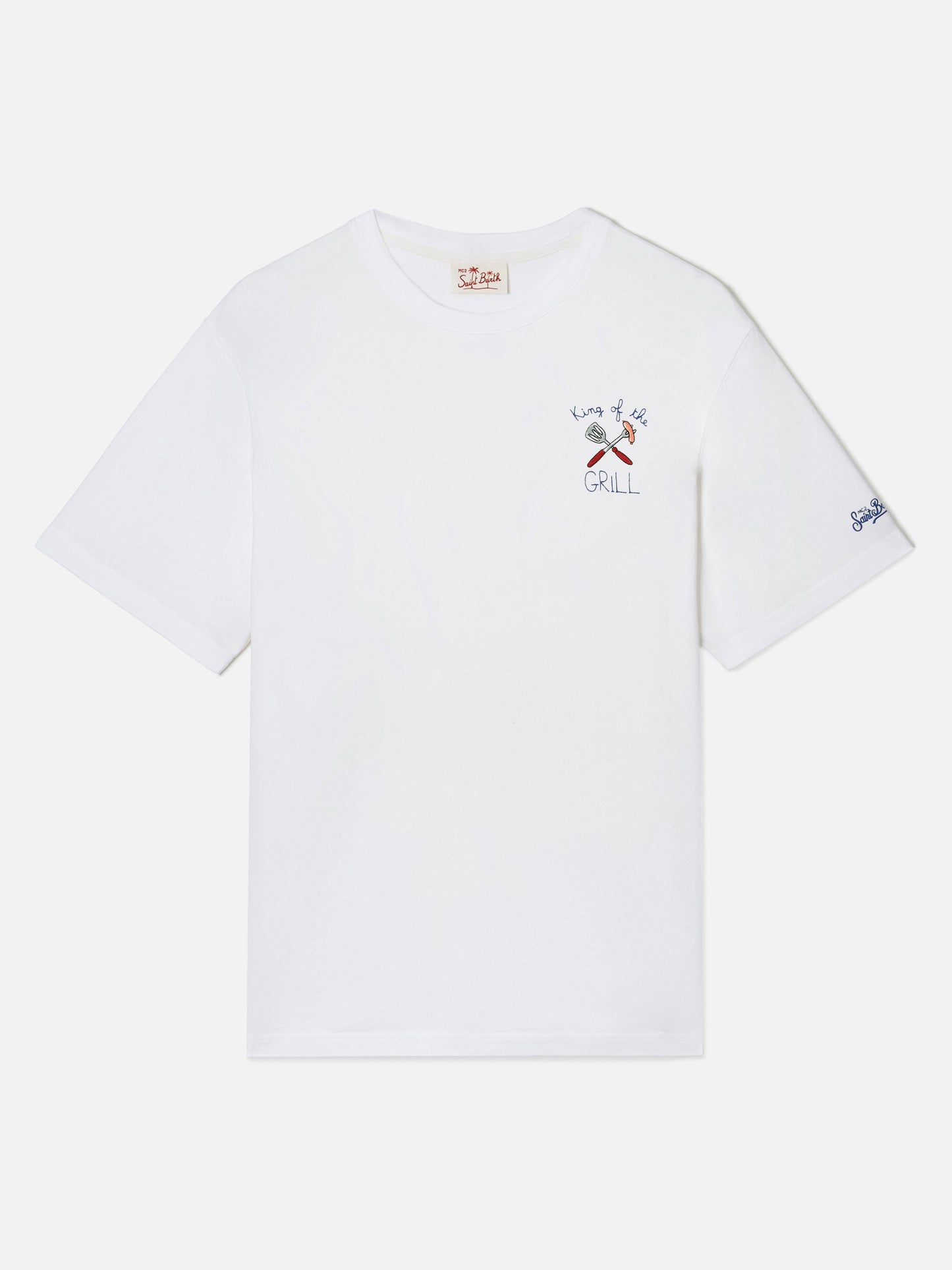 White Portofino T-shirt with King Of The Grill embroidery