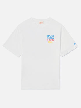 T-shirt Portofino blanc avec broderie Faccio Tutto A Fin Di Bere | Édition spéciale 