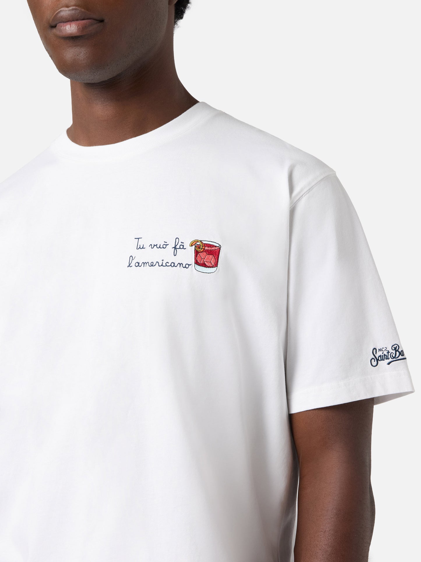 T-shirt Portofino blanc avec broderie Tu Vuò Fà L'americano 