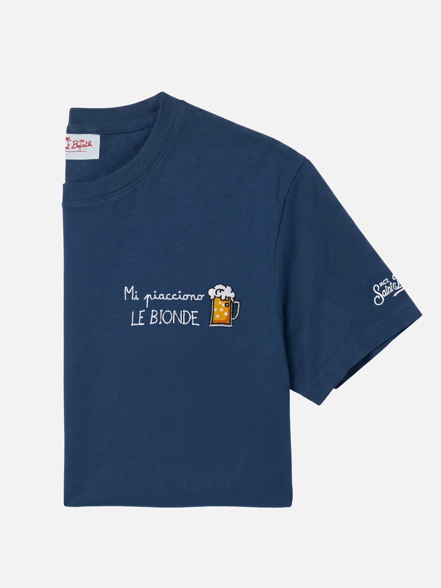 T-shirt Portofino bleu avec broderie Mi Piacciono Le Bionde 