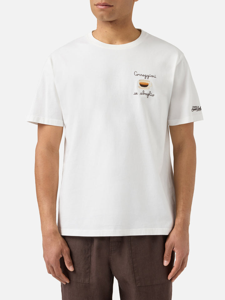 Cream Portofino T-shirt with Correggimi Se Sbaglio embroidery