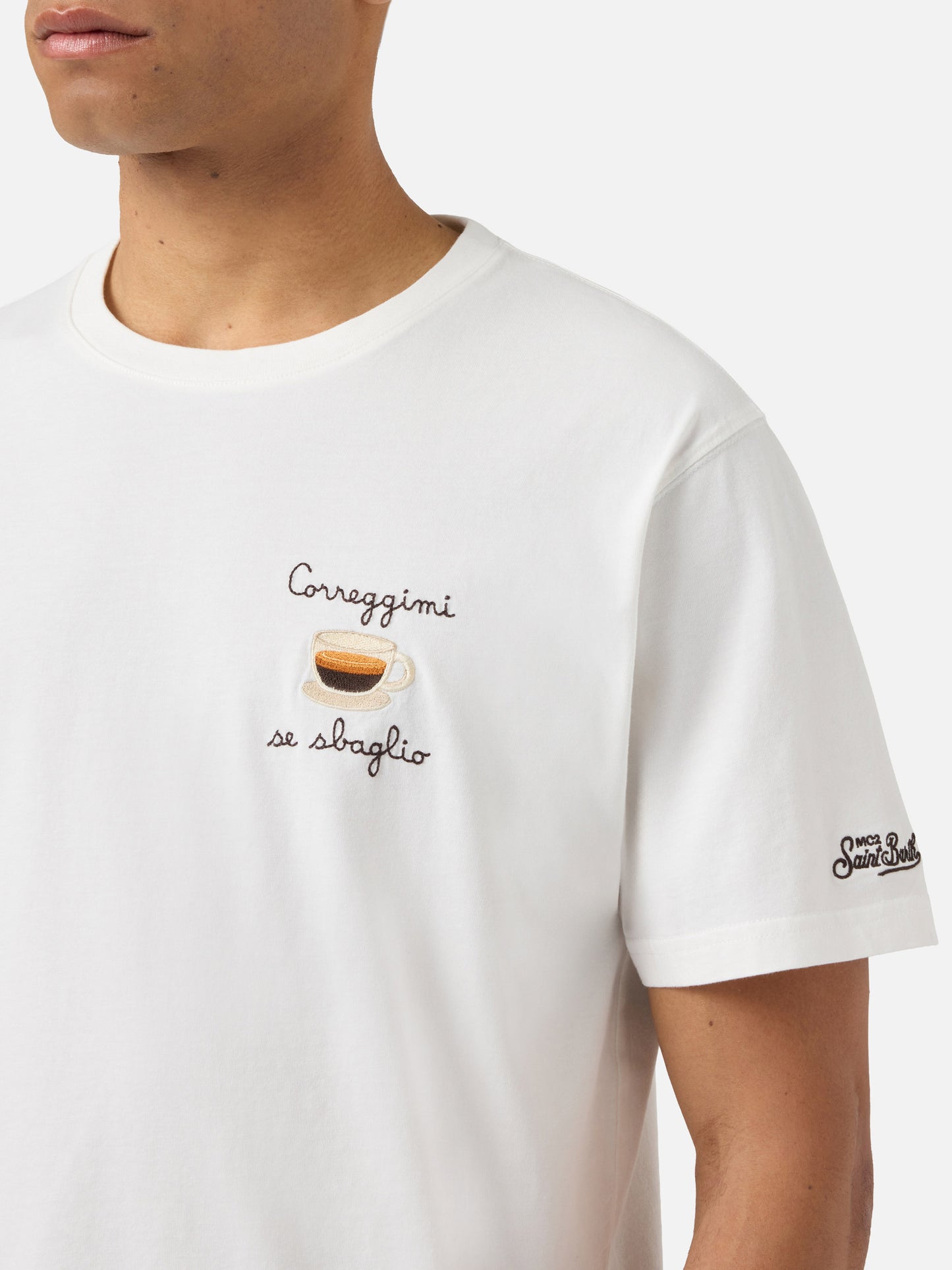 Camiseta Portofino color crema con bordado Correggimi Se Sbaglio 