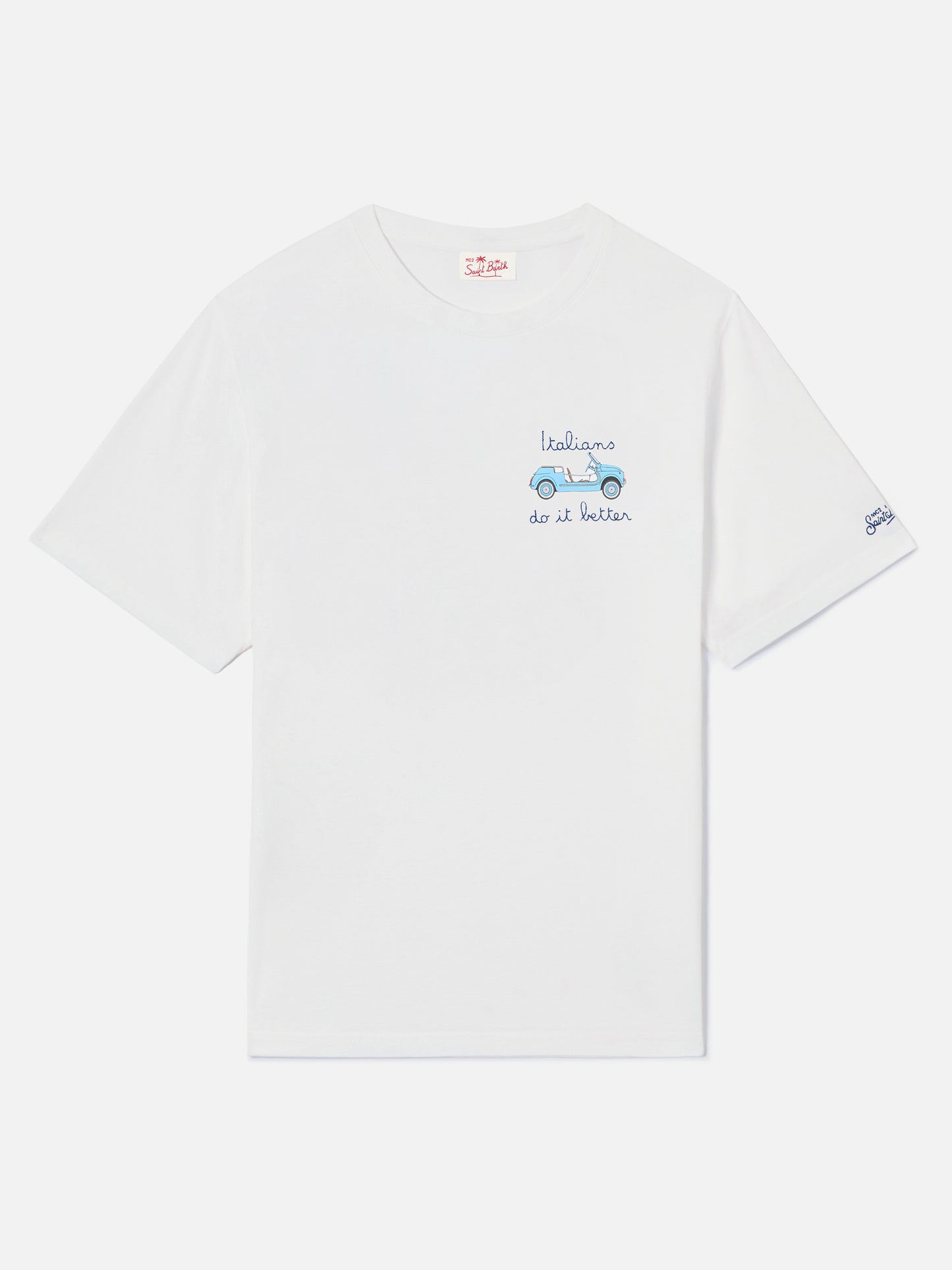 White Portofino T-shirt with Italians Do It Better embroidery