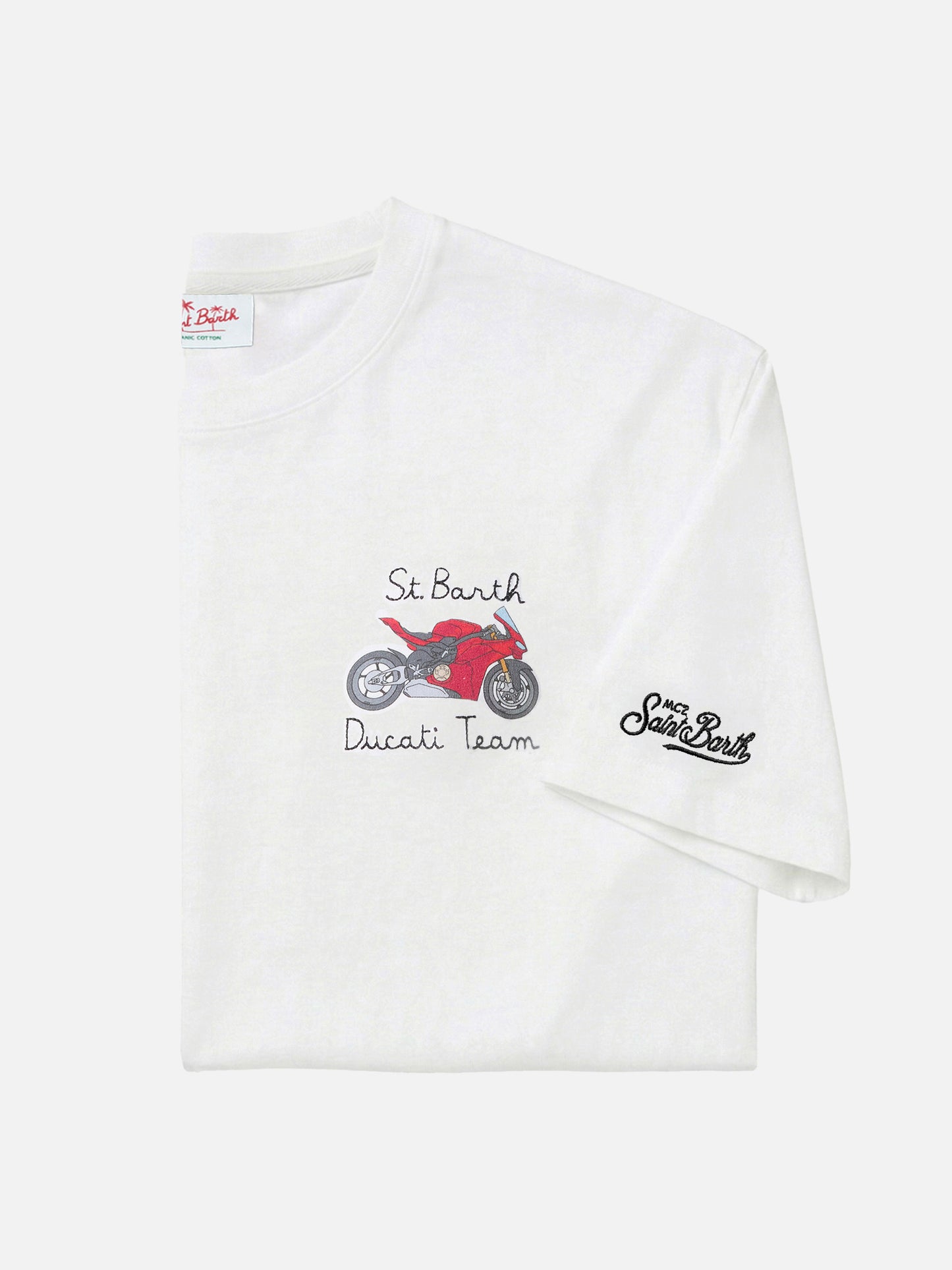 Camiseta Portofino blanca con bordado Ducati Team | Edición Especial 