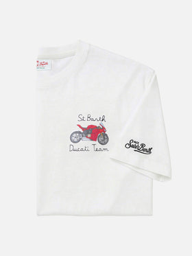 Camiseta Portofino blanca con bordado Ducati Team | Edición Especial 