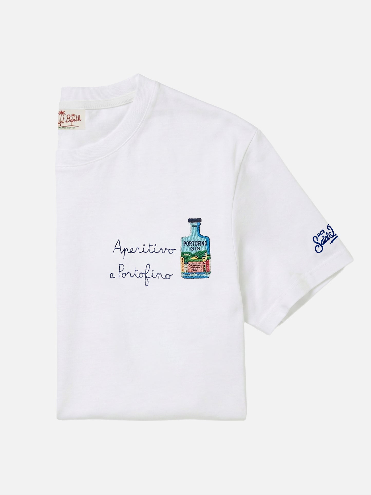 Weißes Portofino T-Shirt mit Aperitivo A Portofino-Stickerei | Special Edition 