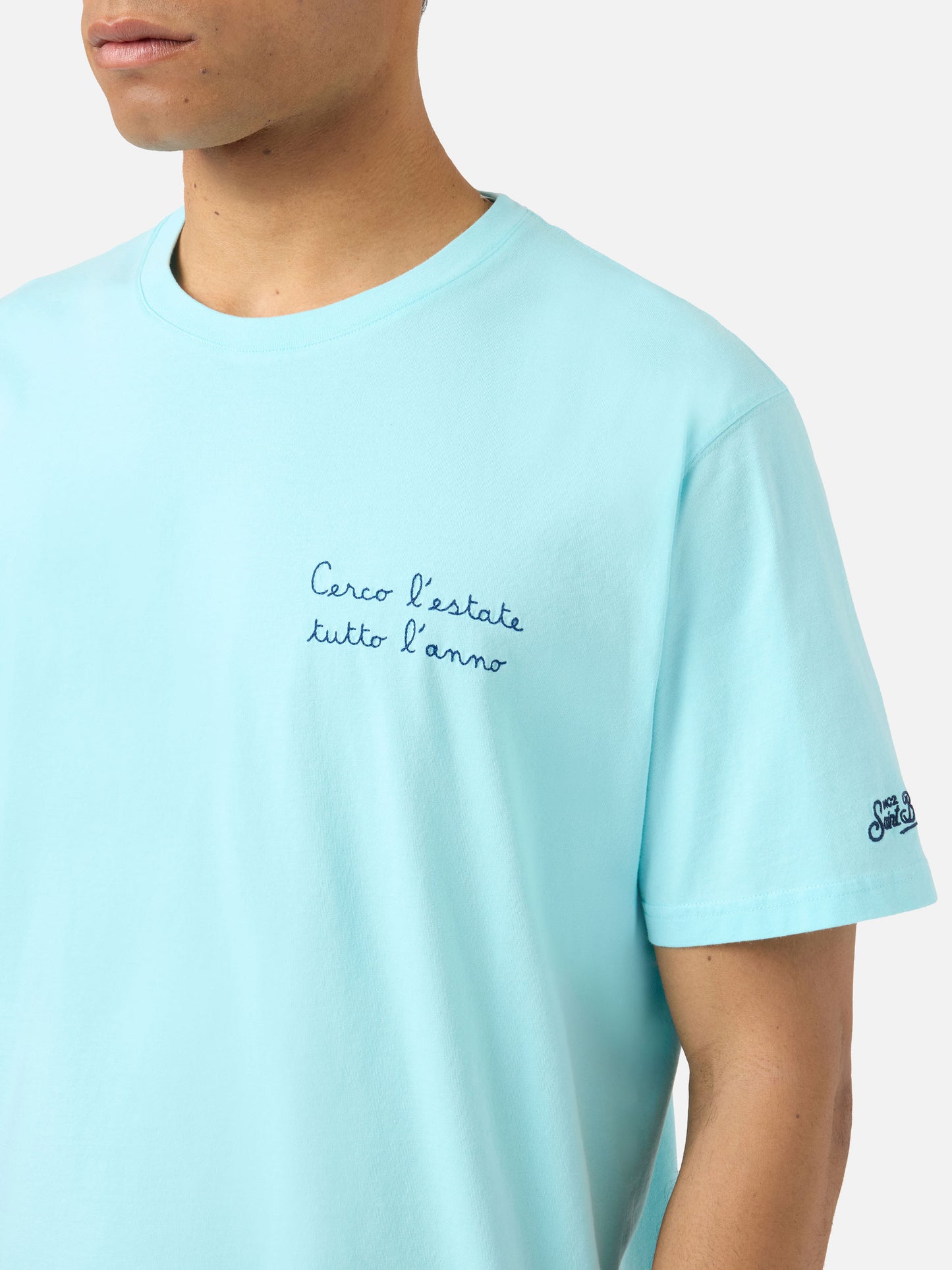 Aqua green Portofino T-shirt with Cerco L'estate Tutto L'anno embroidery