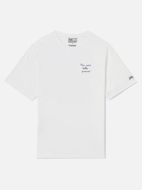 T-shirt Portofino bianca con ricamo Non Sono Bello Piaccio!