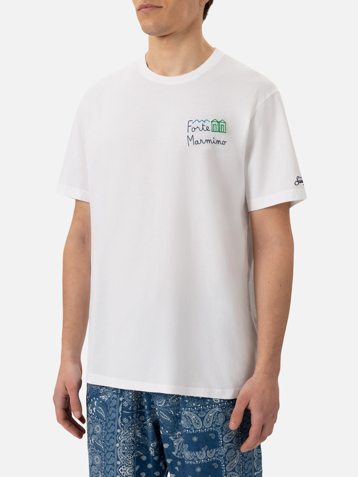 Classic fit cotton jersey t-shirt Portofino with Forte Marmino embroidery - MC2 Saint Barth