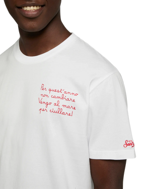 Classic fit cotton jersey t-shirt Portofino with Vengo al mare embroidery |SAPORE DI MARE SPECIAL EDITION - MC2 Saint Barth