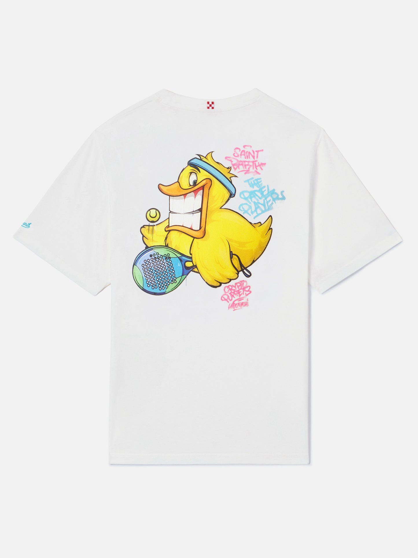 Camiseta de pádel Portofino de algodón blanco con pato Crypto | Edición Especial 