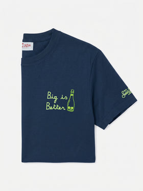 T-shirt Portofino en coton bleu marine Big is Better brodé 