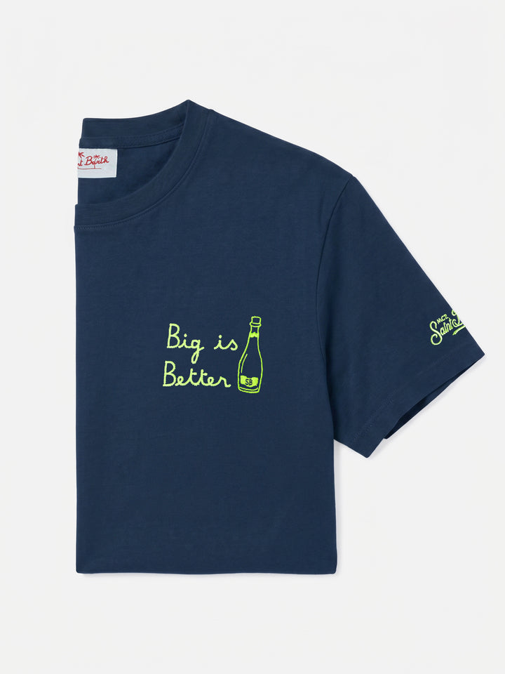 T-shirt Portofino en coton bleu marine Big is Better brodé 