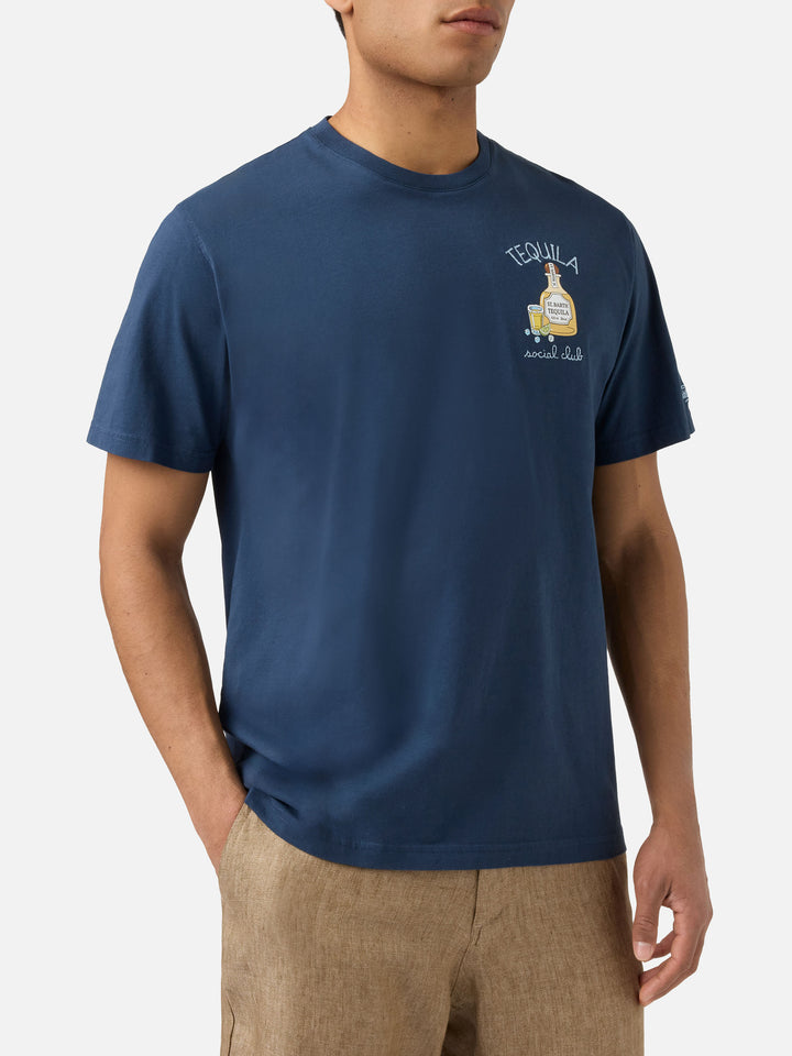 T-shirt Portofino blu con ricamo Tequila Social Club