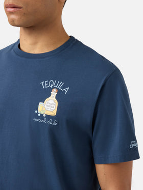 T-shirt Portofino blu con ricamo Tequila Social Club