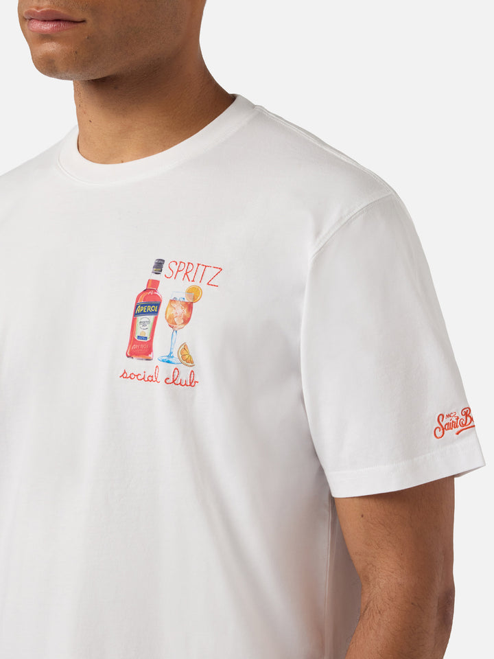 T-shirt Portofino bianca con ricamo Spritz Social Club | Special Edition