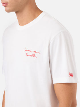 Camiseta Portofino blanca con bordado AS Cannes Cannes scène éternelle | AS CANNES SPECIAL EDITION 