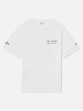 Weißes Portofino T-Shirt mit Pisa SC Dalla Cittadella fino al mar-Stickerei | PISA SC SPECIAL EDITION 