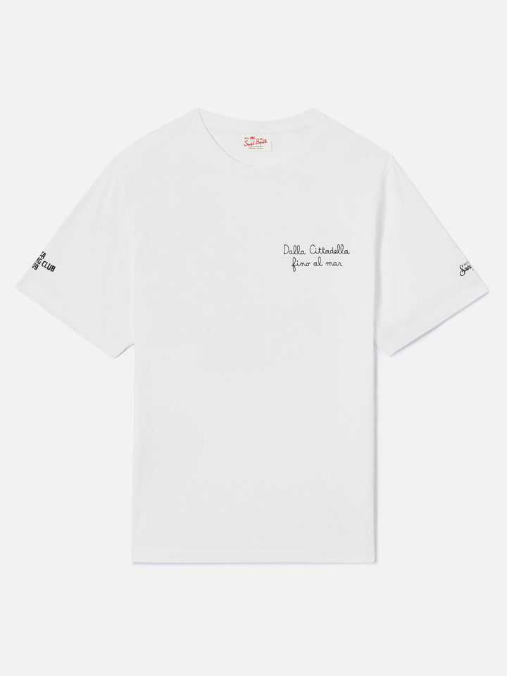 T-shirt Portofino blanc avec broderie Pisa SC Dalla Cittadella fino al mar | PISA SC SPECIAL EDITION 