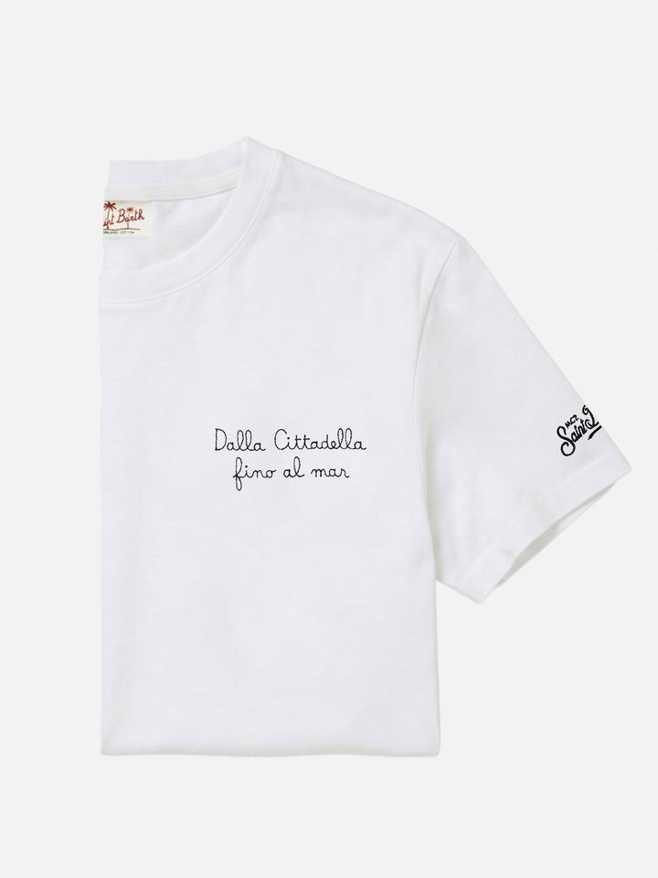 T-shirt Portofino blanc avec broderie Pisa SC Dalla Cittadella fino al mar | PISA SC SPECIAL EDITION 