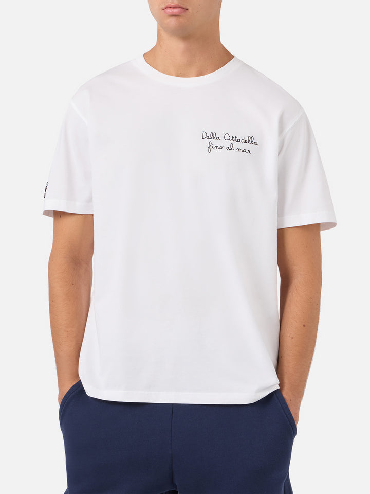 T-shirt Portofino blanc avec broderie Pisa SC Dalla Cittadella fino al mar | PISA SC SPECIAL EDITION 