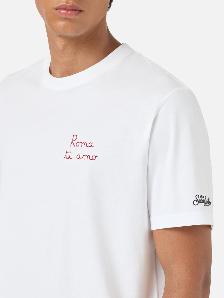 White Portofino T-shirt with Roma ti amo embroidery | AS ROMA SPECIAL EDITION