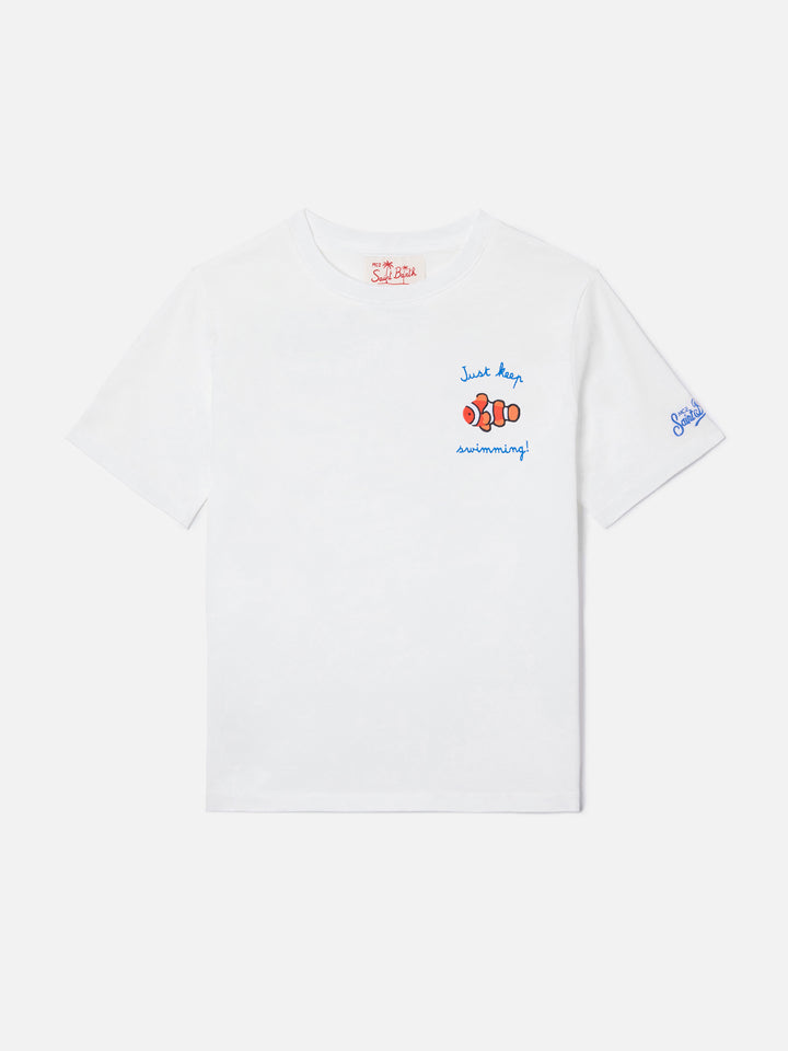 T-shirt Portofino Jr avec broderie Just Keep Swimming! 