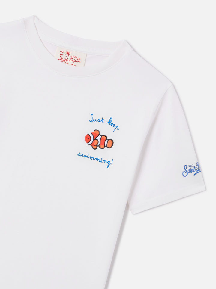 T-shirt Portofino Jr avec broderie Just Keep Swimming! 