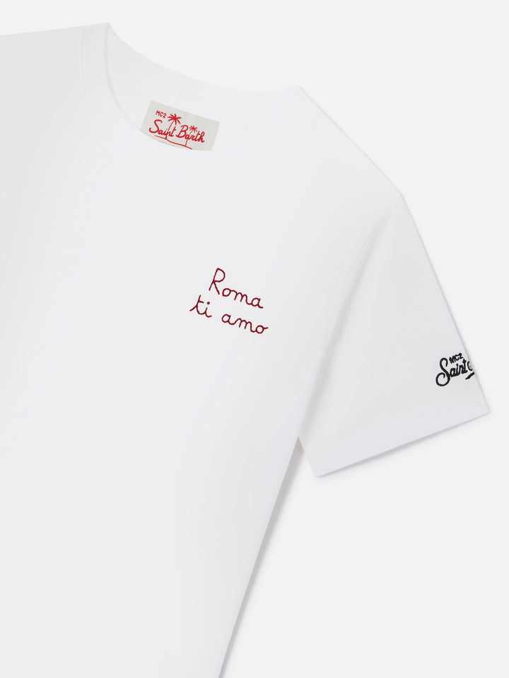 Portofino Jr white t-shirt with AS Roma Roma ti amo embroidery | AS ROMA SPECIAL EDITION