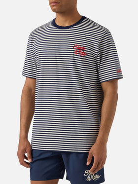 T-shirt Portofino à rayures bleues avec broderie Sapore di Mare | Édition Spéciale 