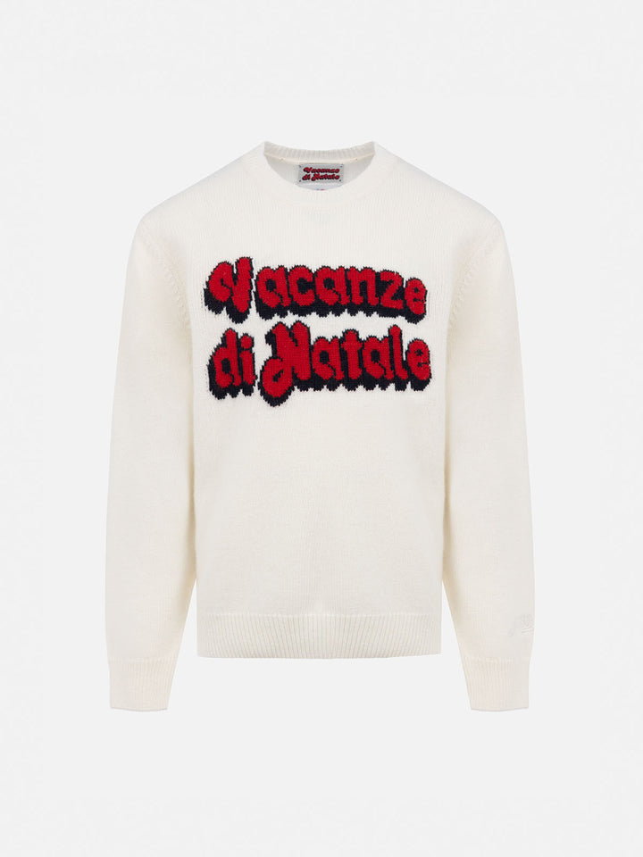 Off white Princess crewneck sweater with Vacanze di Natale jacquard | Special edition