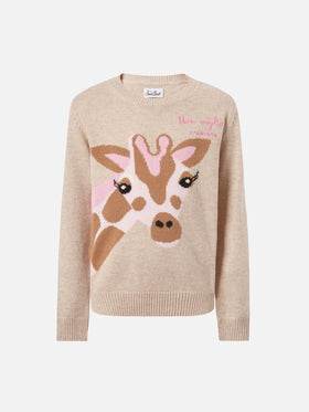 Princess cashmere-blend sweater with Non voglio crescere embroidery
