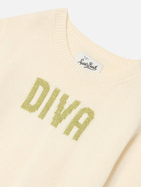 Maglia girocollo Princess panna con paillettes Diva