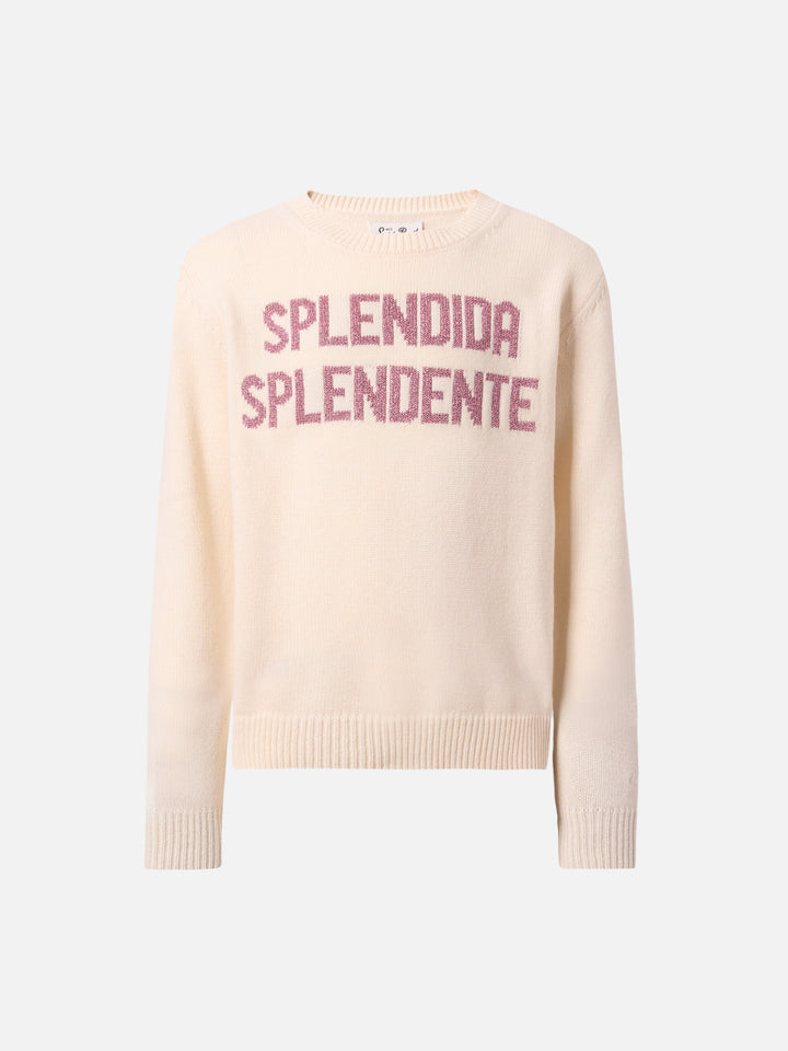 Maglione  Princess in misto cashmere e con jacquard lurex Splendida Splendente