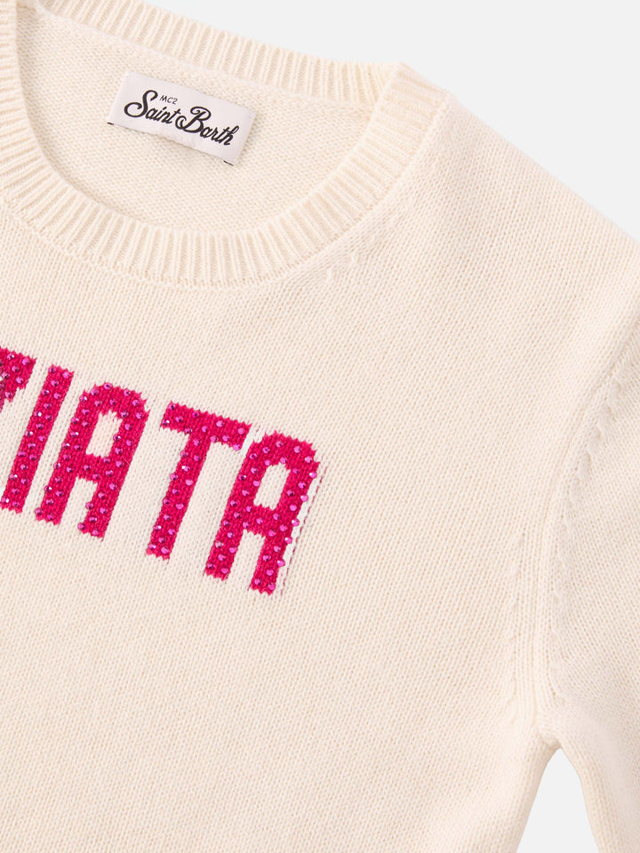 Maglione  Princess in misto cashmere con applicazione strass Viziata