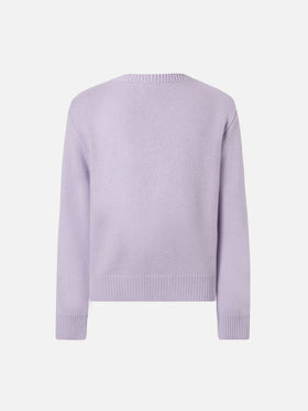 Girocollo Princess in misto cashmere con jacquard Bella e Monella