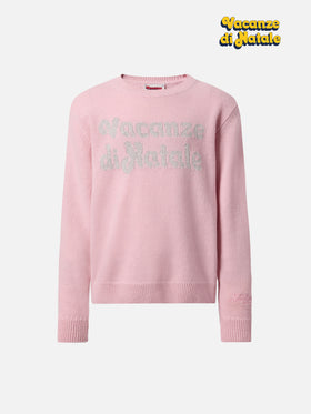 Princess cashmere-blend crewneck with Vacanze di Natale lurex jacquard | VACANZE DI NATALE SPECIAL EDITION