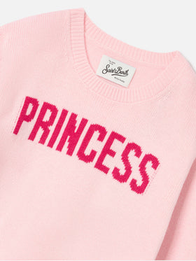 Pink Princess Rundhals-Strickpullover mit Princess-Intarsie 