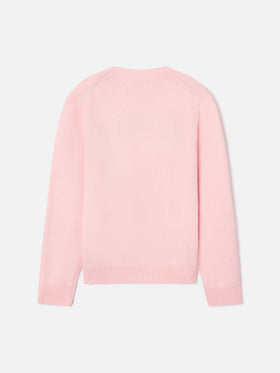 Pink Princess Rundhals-Strickpullover mit Princess-Intarsie 